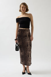 Leopard Pattern Midi Skirt
