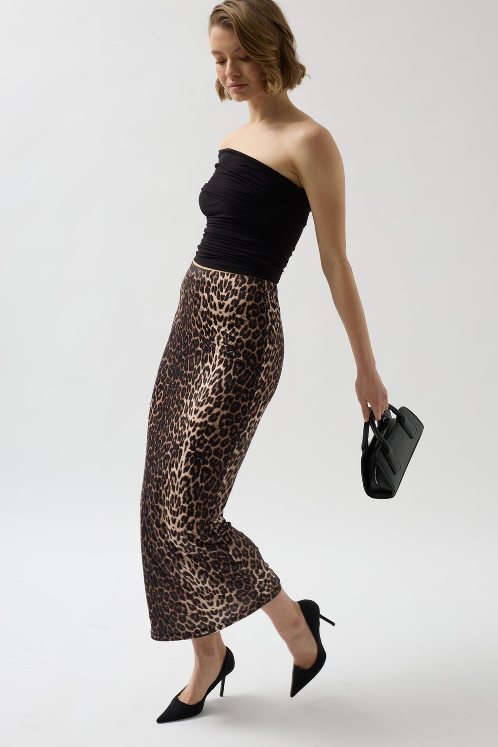 Leopard Pattern Midi Skirt