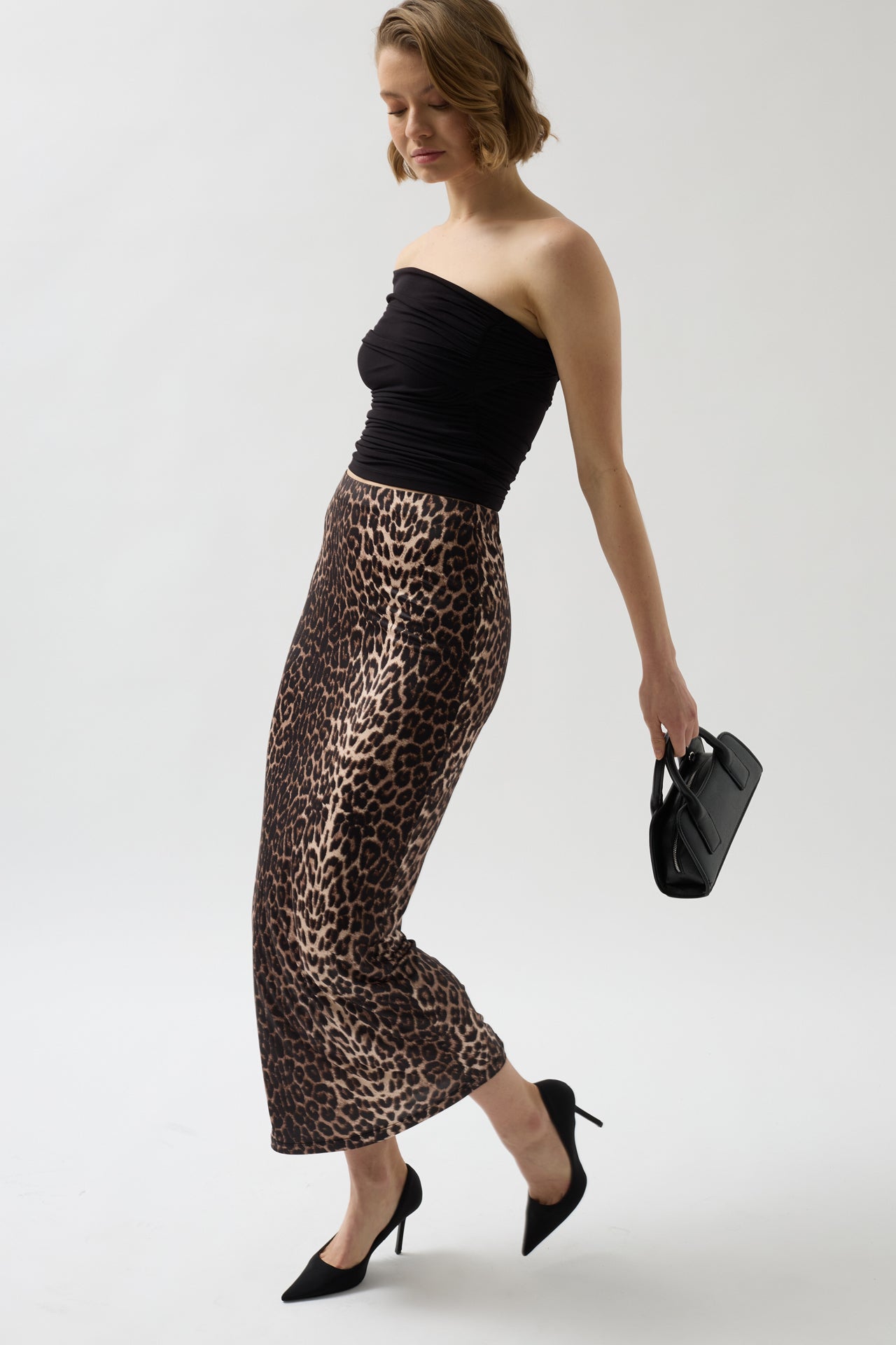 Leopard Pattern Midi Skirt