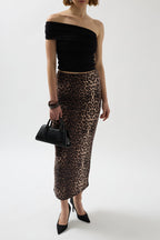 Leopard Pattern Midi Skirt
