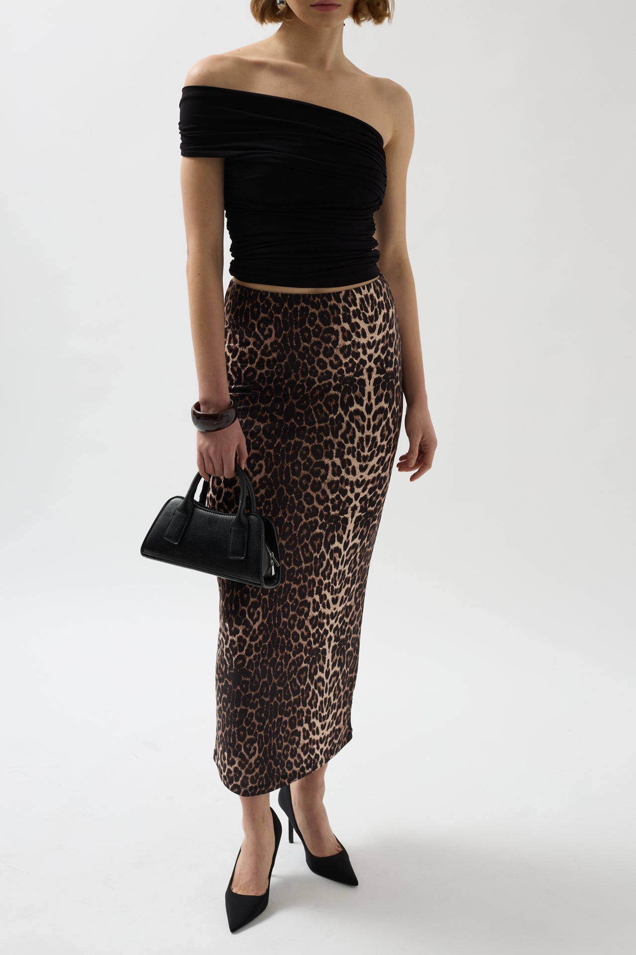 Leopard Pattern Midi Skirt