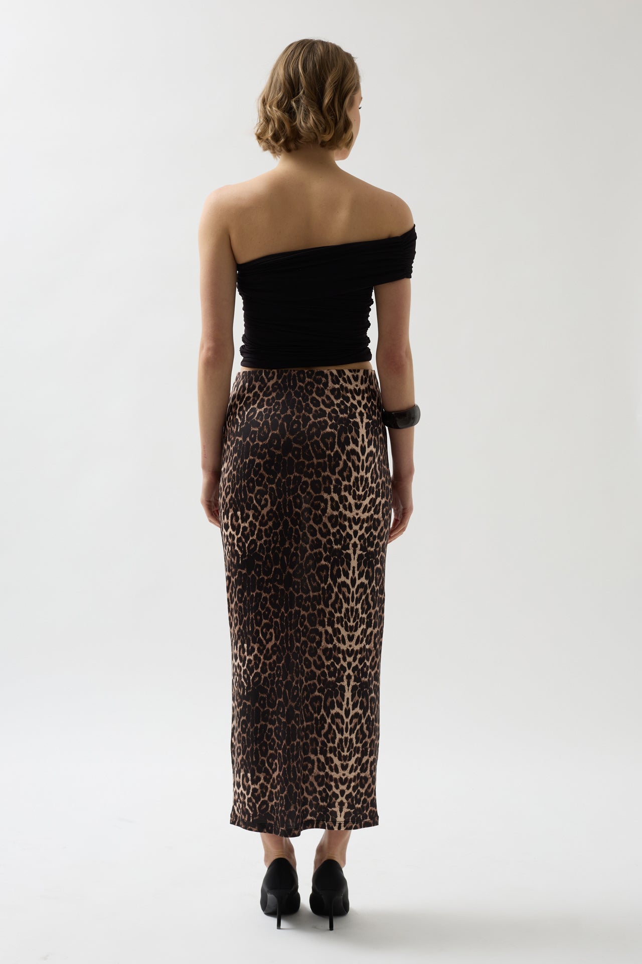 Leopard Pattern Midi Skirt