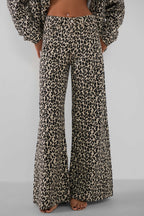 Leopardd Patterned Wide Leg Jeans