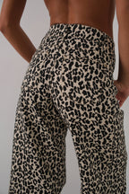 Leopardd Patterned Wide Leg Jeans