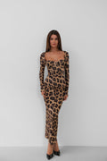 Leopardd Patterned Padded Cup Dress