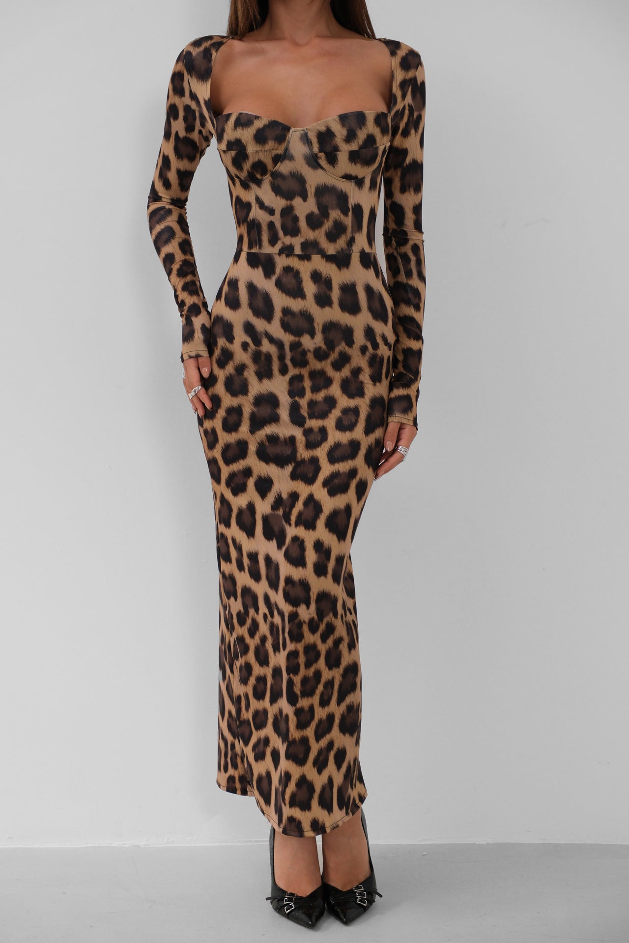 Leopardd Patterned Padded Cup Dress