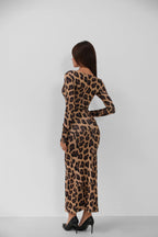 Leopardd Patterned Padded Cup Dress