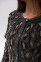 Leopard Patterned Black Cardigan