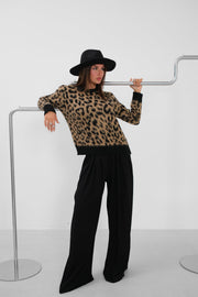 Leopard Patterned Oversized Sweater