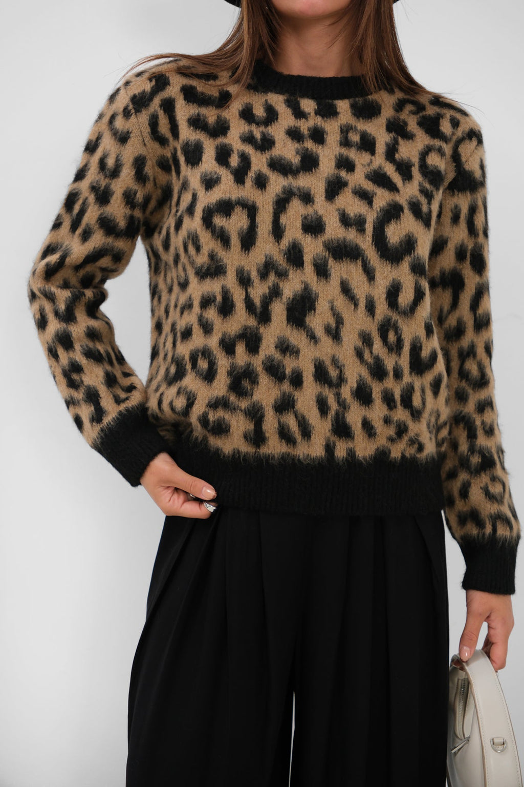 Leopar Patterned Oversize Sweater