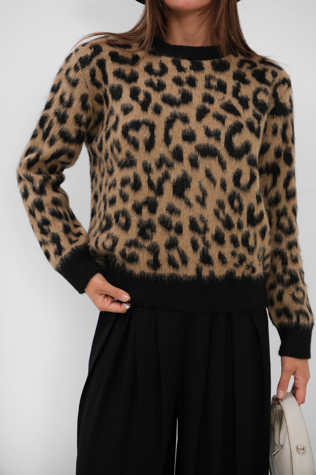 Leopar Patterned Oversize Sweater