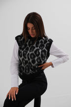 Leopar Patterned Black Sakalli Knit Suveter