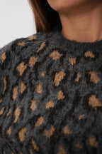 Leopar Patterned Black Sweater