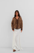 Leopar Patterned Brown Knit Cardigan