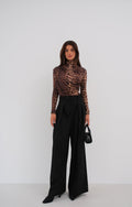 Leopard Print Mock Neck Blouse