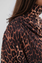 Leopard Print Mock Neck Blouse