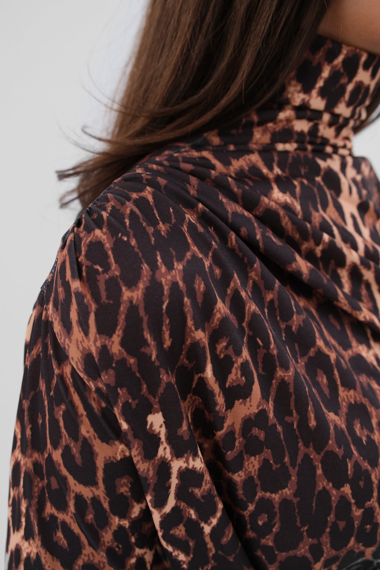 Leopard Print Mock Neck Blouse