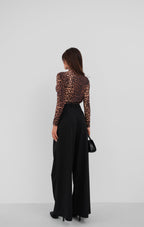 Leopard Print Mock Neck Blouse