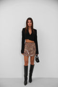 Leopard Sequined Mini Skirt