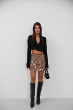 Leopard Sequined Mini Skirt
