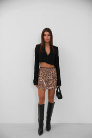 Leopard Sequined Mini Skirt