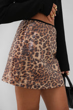 Leopard Sequined Mini Skirt
