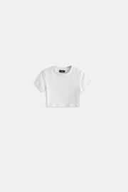 Lycra Basic Crop White T-Shirt