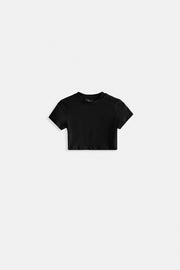 Lycra Basic Crop Black T-Shirt