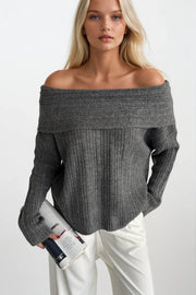 Anthracite Madonna Neck Knitted Sweater