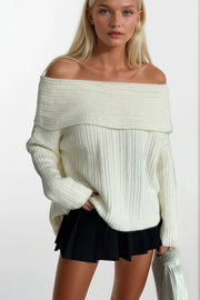 Madonna Collar Ecru Knit Sweater