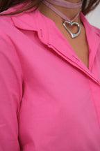 Cuff Detail Crop Fuchsia Shirt