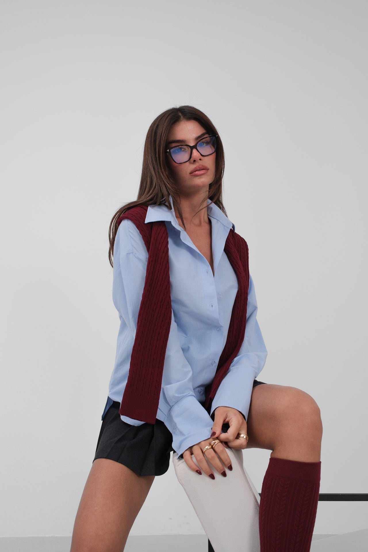 Manset Detail Blue Shirt