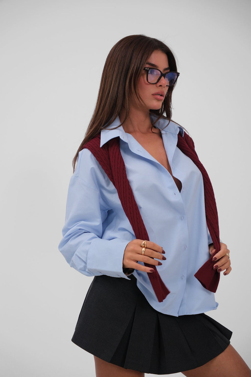 Manset Detail Blue Shirt
