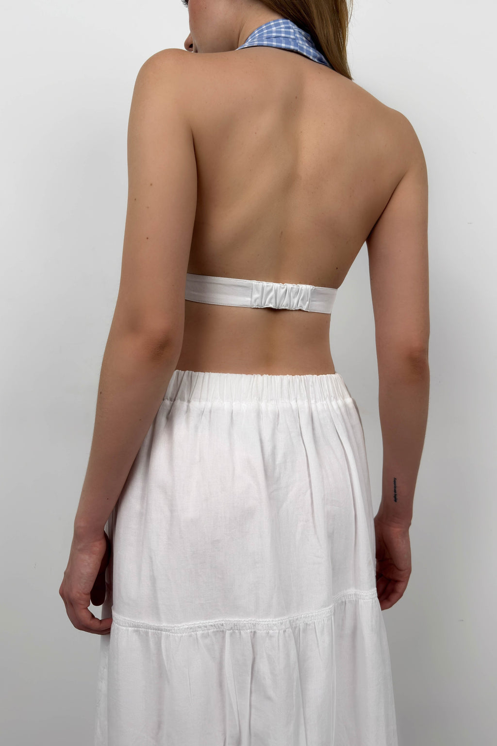 Cuff Detail Blue White Bra