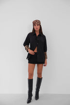 Cuff Detail Black Shirt