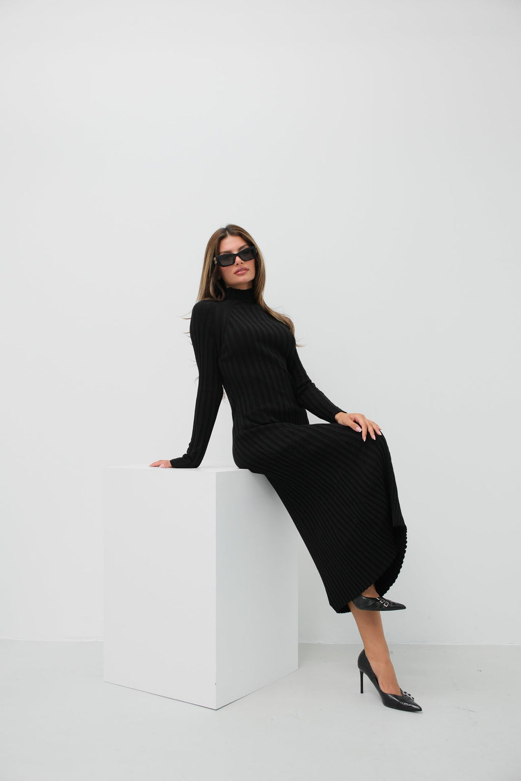 Maxi Length Black Knit Dress