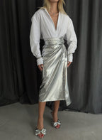 Metallic Wrap Silver Skirt