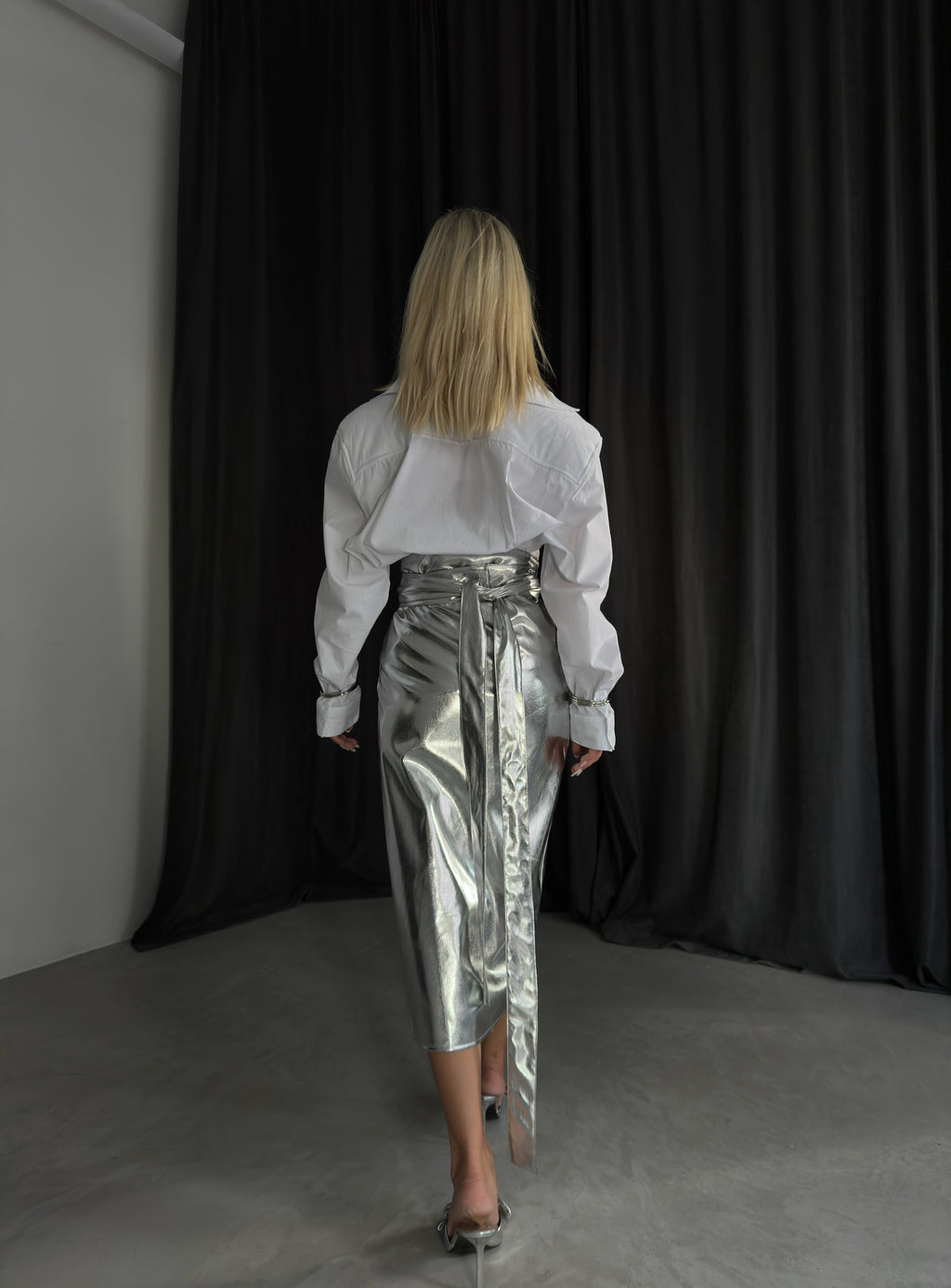 Metallic Wrap Silver Skirt