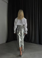Metallic Wrap Silver Skirt