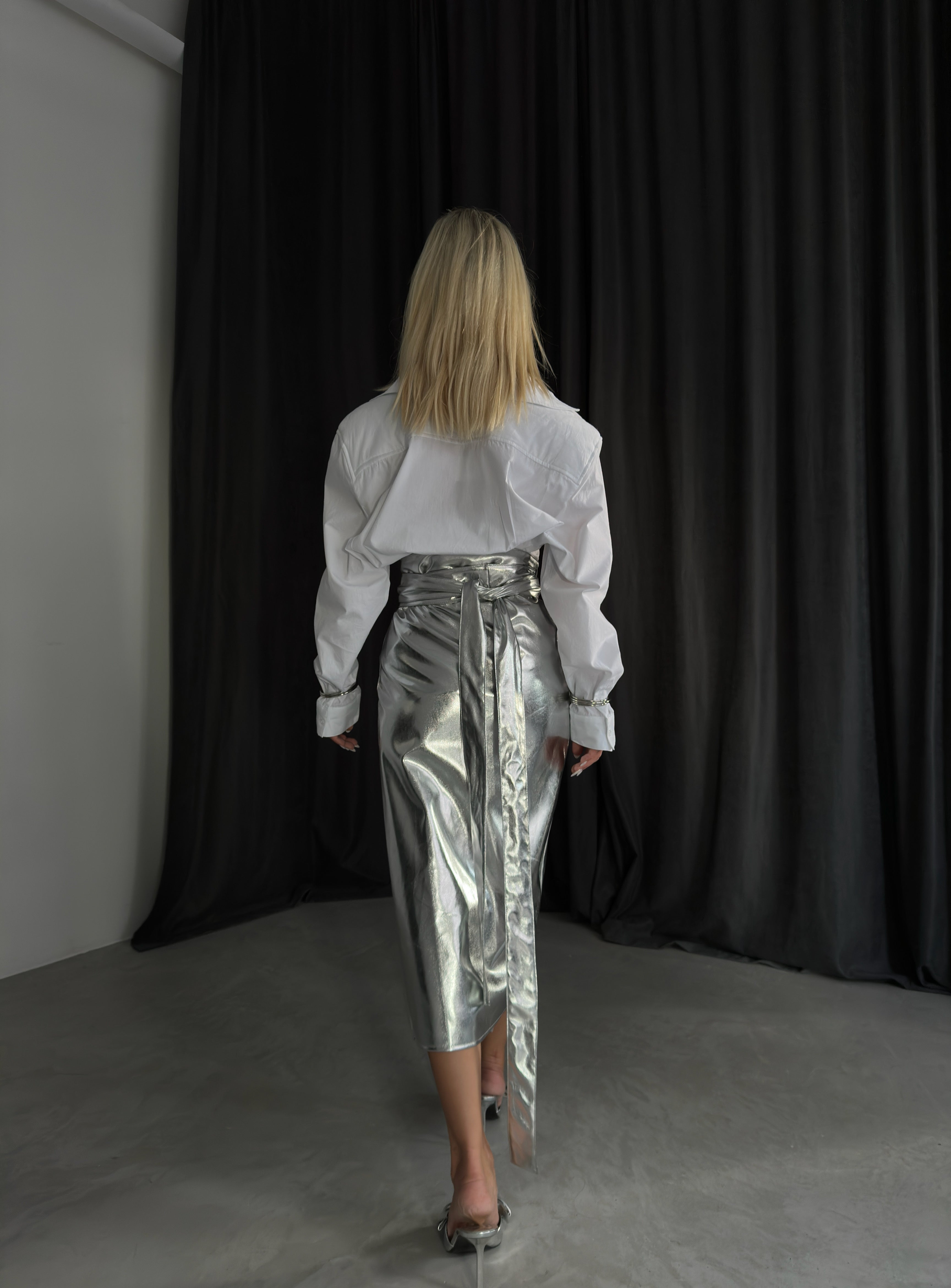 Metallic Wrap Silver Skirt