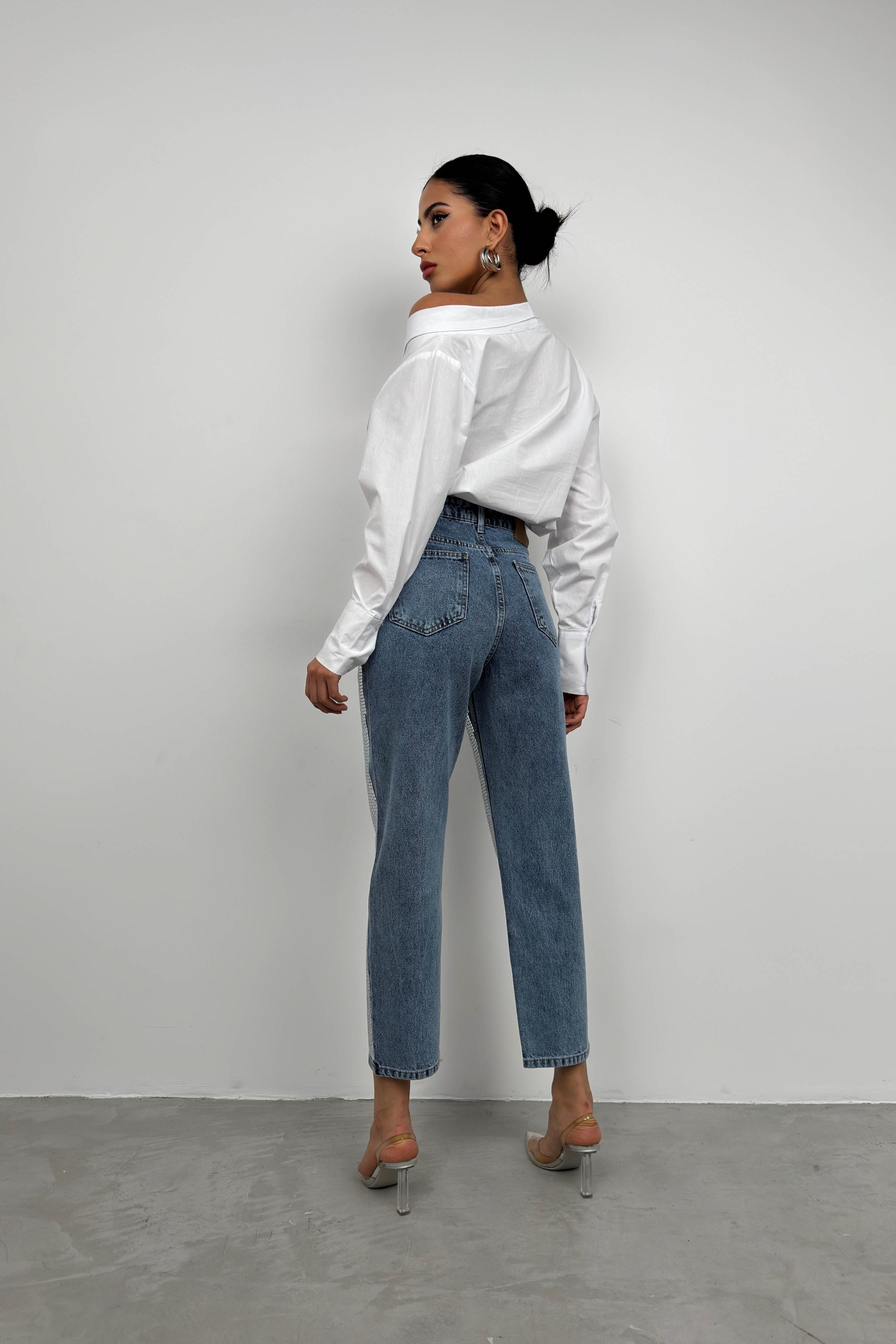 Metallic Detail Blue Jeans