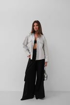 Metallic Gray Denim Jacket