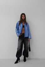 Metallic Blue Denim Jacket