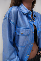 Metallic Blue Denim Jacket