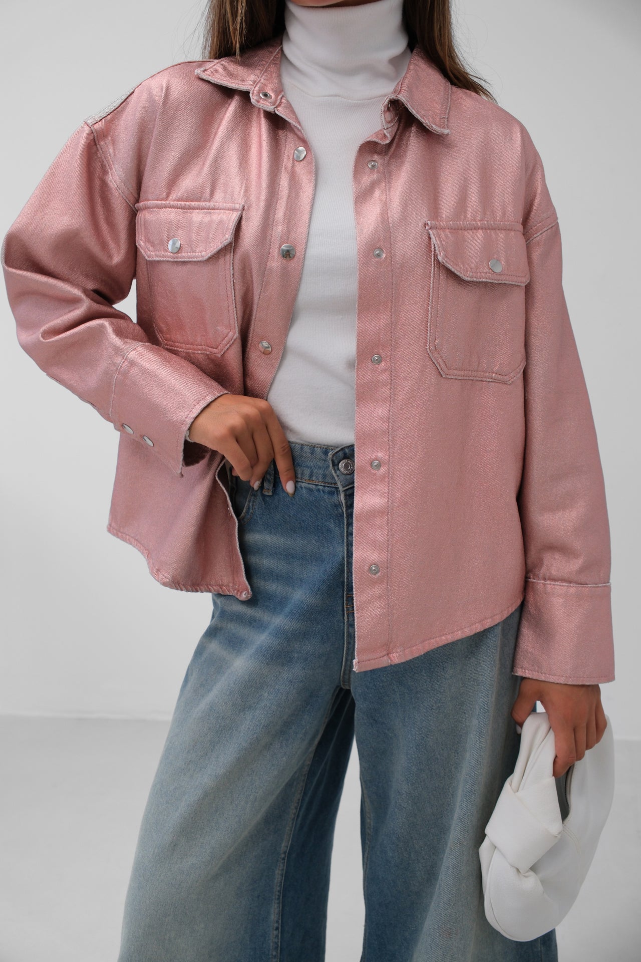 Metallic Pink Denim Jacket