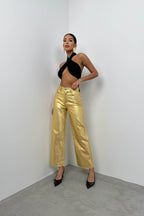 Metallic Gold High Waist Pants