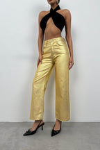 Metallic Gold High Waist Pants