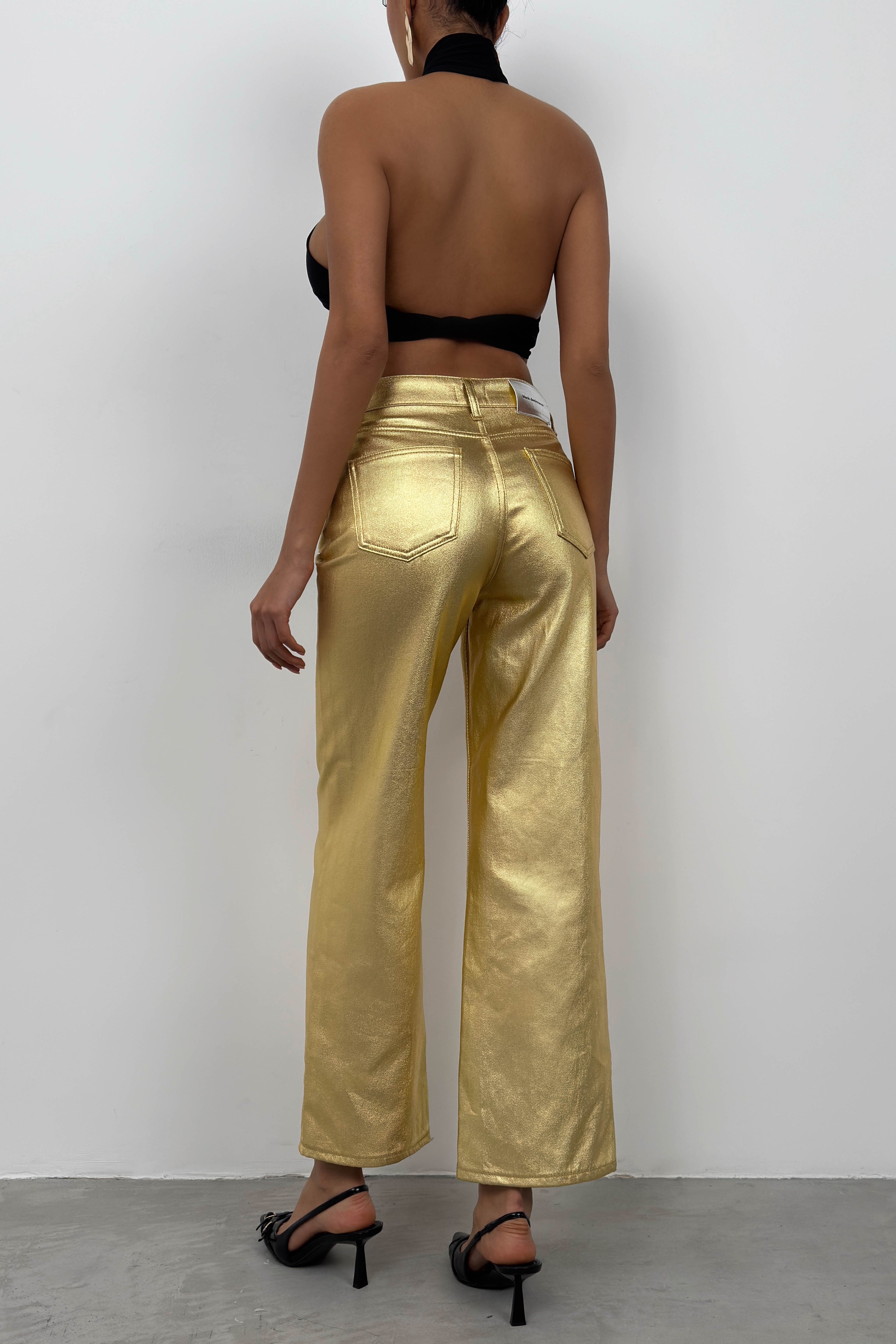 Metallic Gold High Waist Pants
