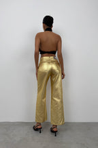 Metallic Gold High Waist Pants