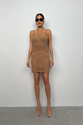 Mini Beige Knit Beige Dress